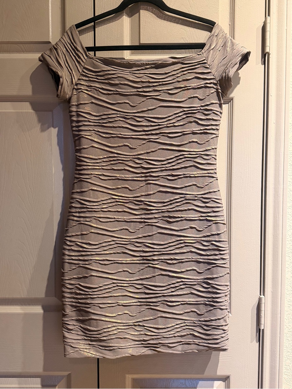 Brat Star One-Shoulder Textured Light cream Dress